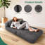 L-shaped Folding Sofa Bed With Armrest, Convertible Sleeper Chair With Tufted Cushion, Corduroy Floor Lounge For Small Spaces, Dark Grey