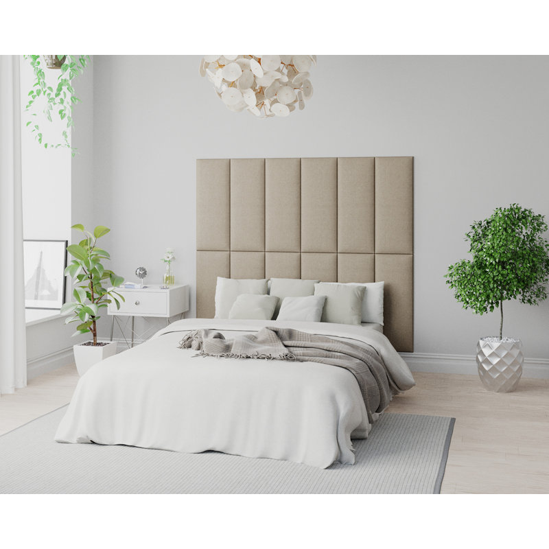 Kashem 30 cm x 75 cm Peel and Stick Upholstered Wall Paneling in Natural