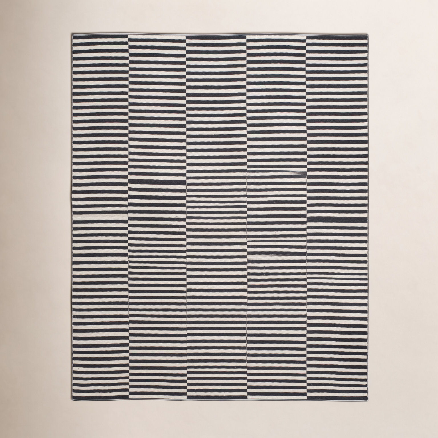 Ilona Ivory Black Striped Cotton Rug, Rectangle 2'3" x 3'9"