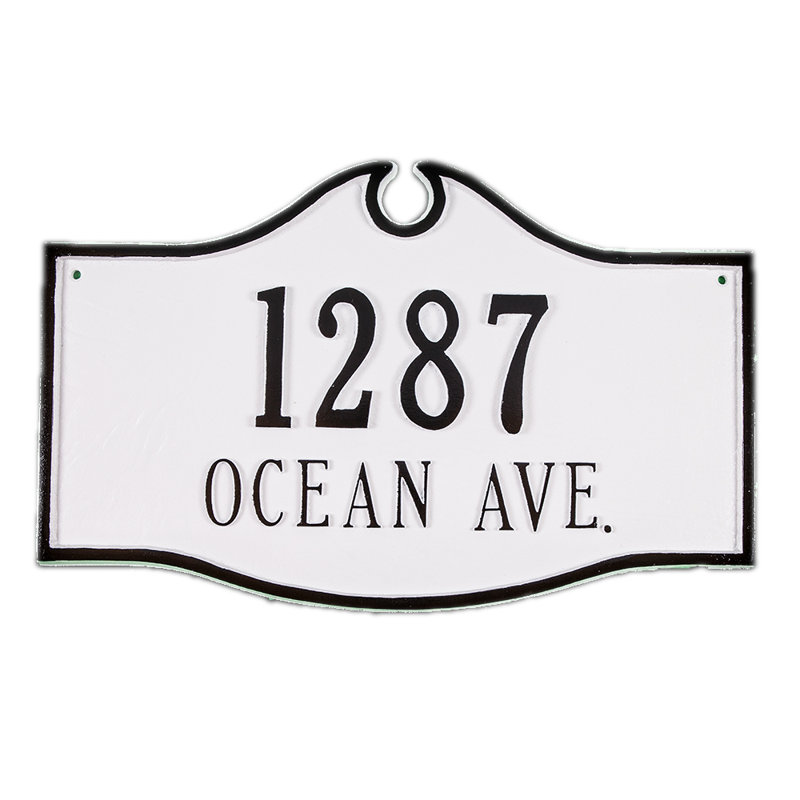 Plaque d’adresse murale sur 2 lignes Colonial, Noir / or, Oui