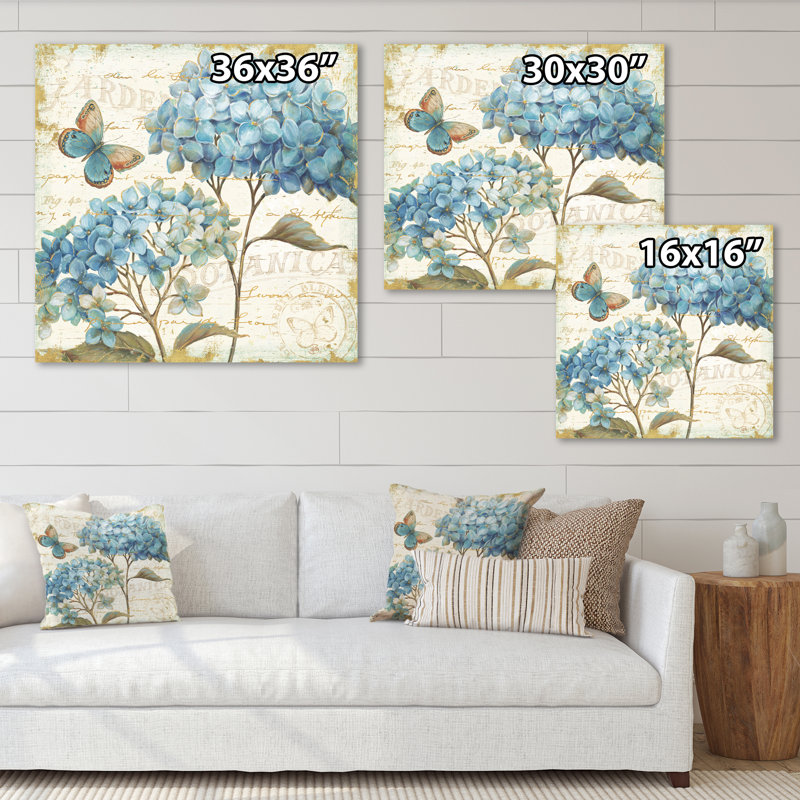 «Butterfly Blue Garden II», reproduction d'art sur toile tendue, H 30 po x l 30 po x P 1 po, Toile tendue