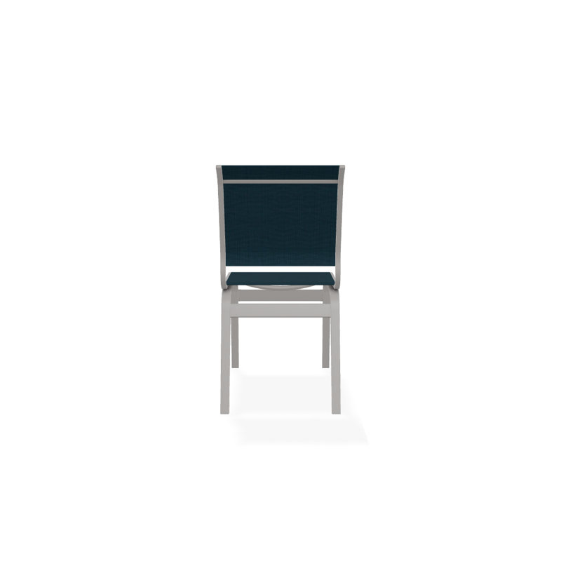 Chaise d'appoint de salle à manger Hiraku, Gris chaleureux texturé, Sunbrella® bleu sarcelle