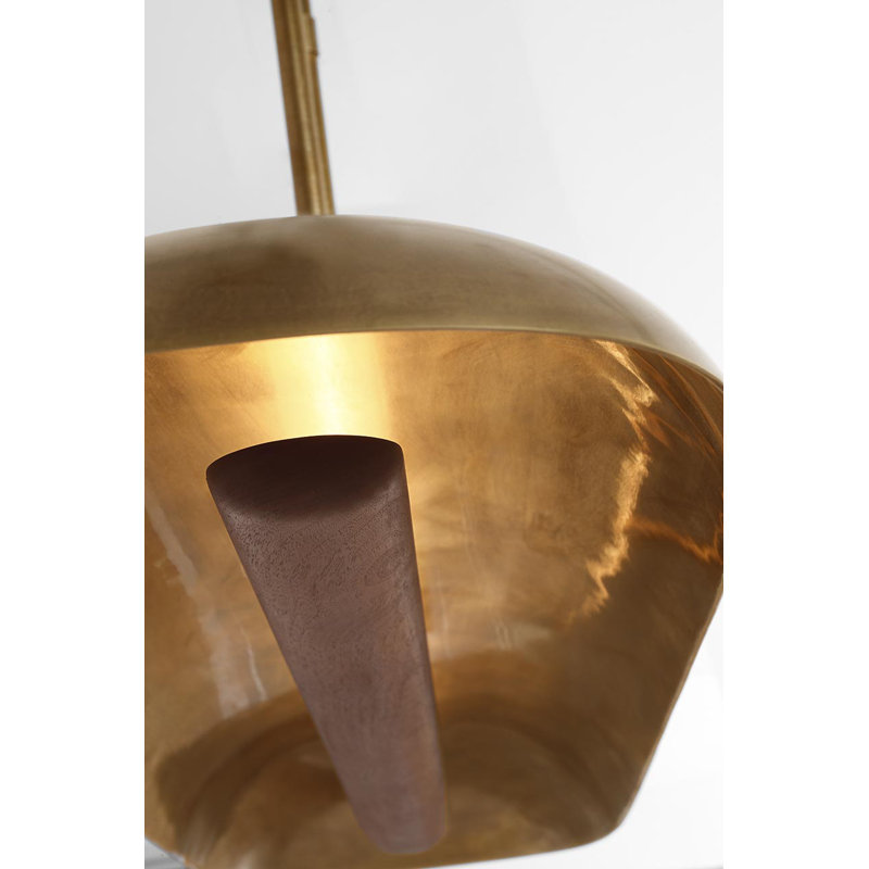 Anne-Marie Barton Remi 60" Linear Pendant, Mottled Brass and Warm Walnut