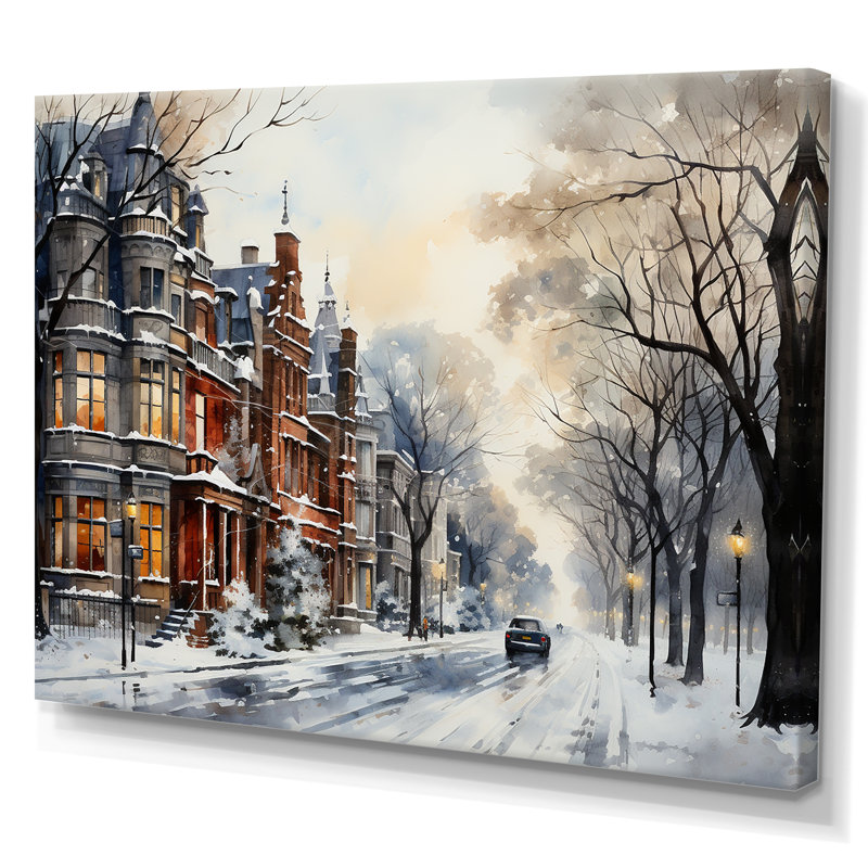 Paysage d'hiver de la ville russe II - Paysage d'hiver, Toile tendue, H 24 po x l 32 po x P 1 po