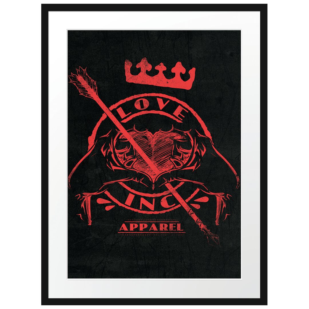 Gerahmtes Poster Love Inc Apparel Schwarz