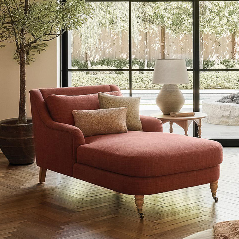 Chaise longue élégante paresseuse rétro, Rouge terreux