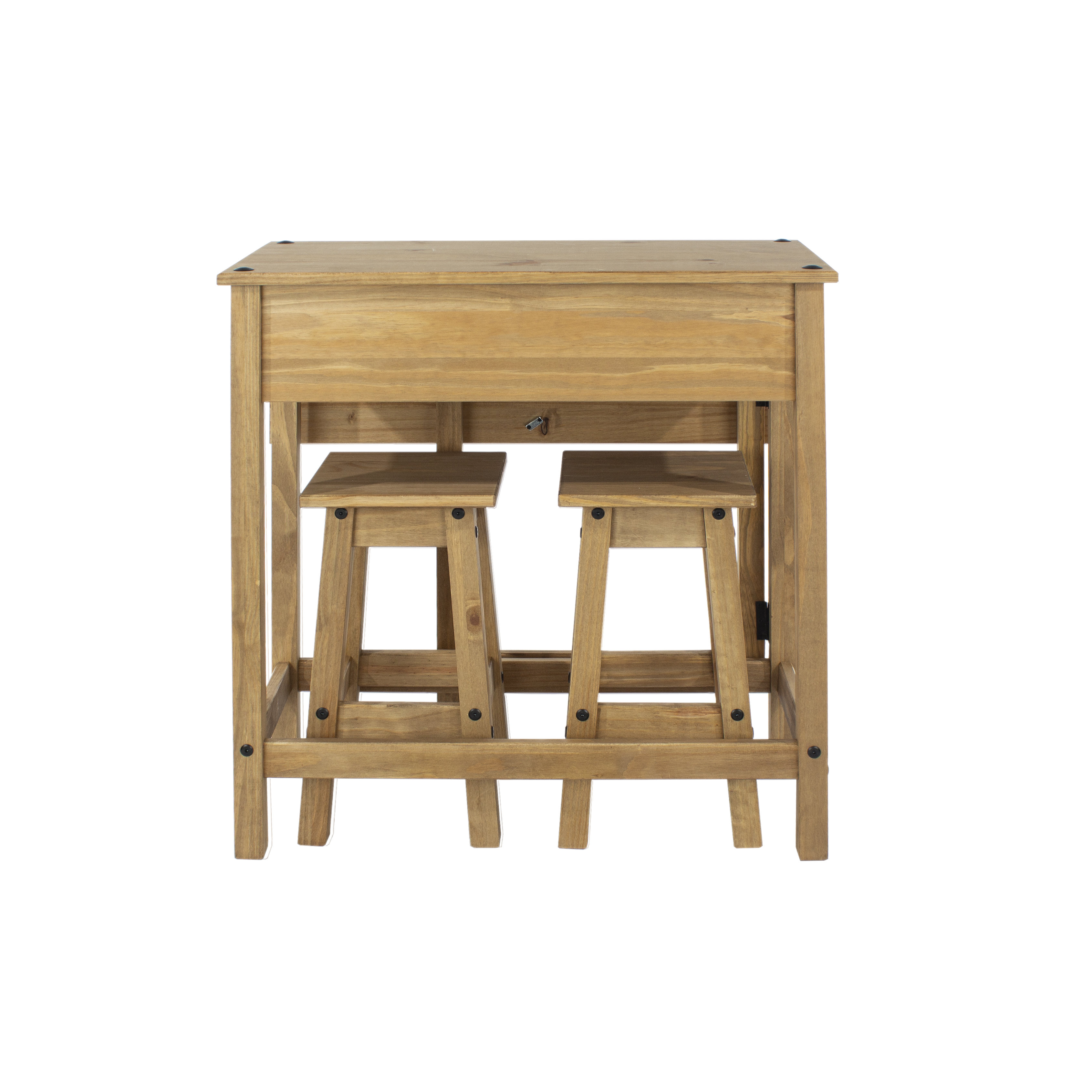 Bennett Drop Leaf Table Dining Set With 2 Stools Solid Pine Antique Wax Finish