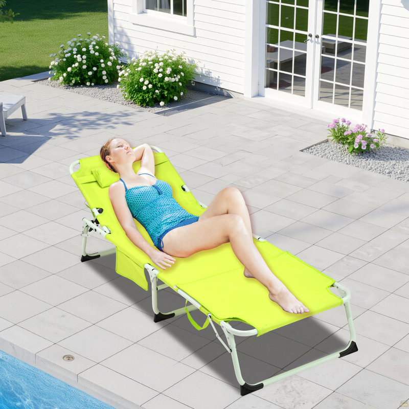 3-In-1 Heavy Duty Tanning Chair With Face Hole Adjustable 5-Position Folding Chaise Lounge Chairs