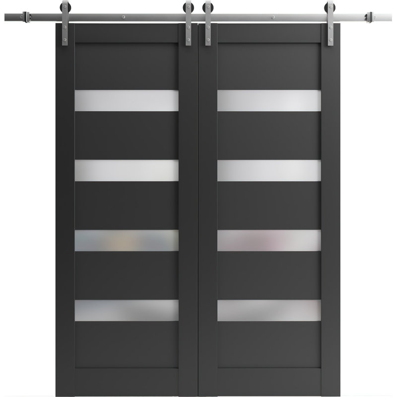 Portes de grange en bois givré noir Quardo, 60 po x 84 po