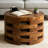 Solid Wood Slatted Drum Style Round Coffee Table