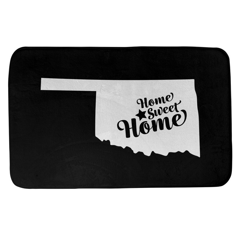 Tapis pour salle de bain en microfibre rectangulaire antidérapant antidérapant, L 17 po x L 21 po, Gris, Home Sweet Oklahoma