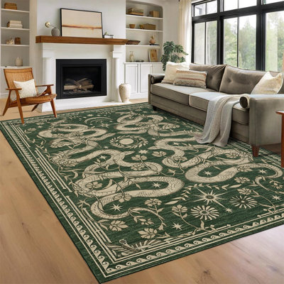 Tapis de style rétro de style gothique 2,5 pi x 2,5 po avec envers antidérapant, tapis antidérapant et lavable