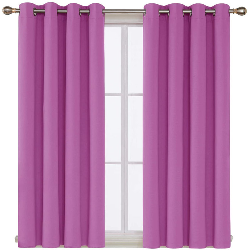 Borunda Room Darkening Curtain Single Panel, 52" W x 63" L, Fuchsia Pink