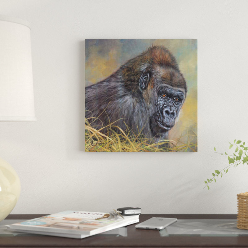 « gorilla », impression sur toile, H 12 po x l 12 po x P 0,75 po, Pas de tapis, Toile tendue