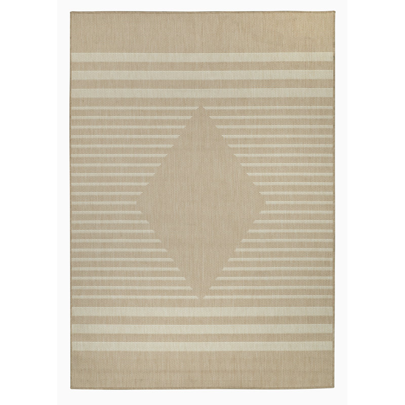 Tapis intérieur / extérieur en polypropylène tissé à la machine Rectangle marocain naturel / beige