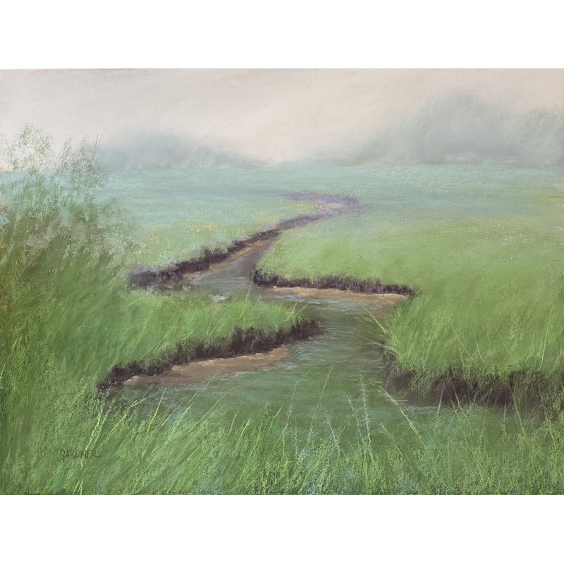 Mist Over The Marsh Print by Dina Gardner, Black Framed Paper, 17.25" H x 21.25" W x 0.875" D
