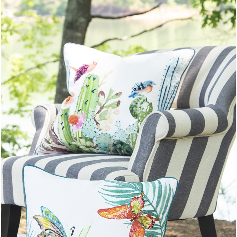 Embroidered Cotton Throw Pillow