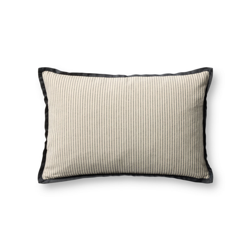 Jeremiah Brent x Loloi Sullivan Pillow Cover, Natural / Black, Rectangular 21"H x 13"W