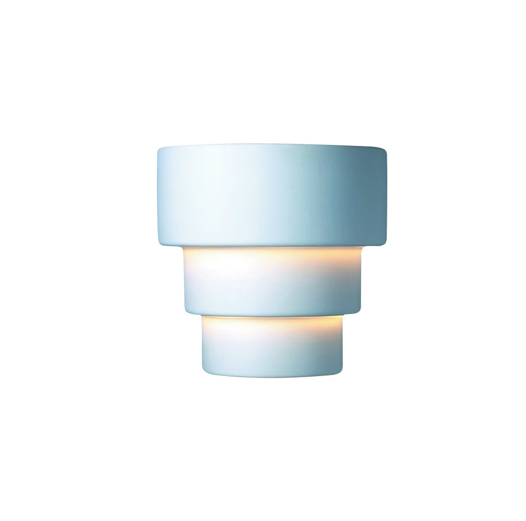 Alvera 2-Light Dimmable Ceramic Flush Mount Sconce, Hammered Pewter, Incandescent (Not Included)