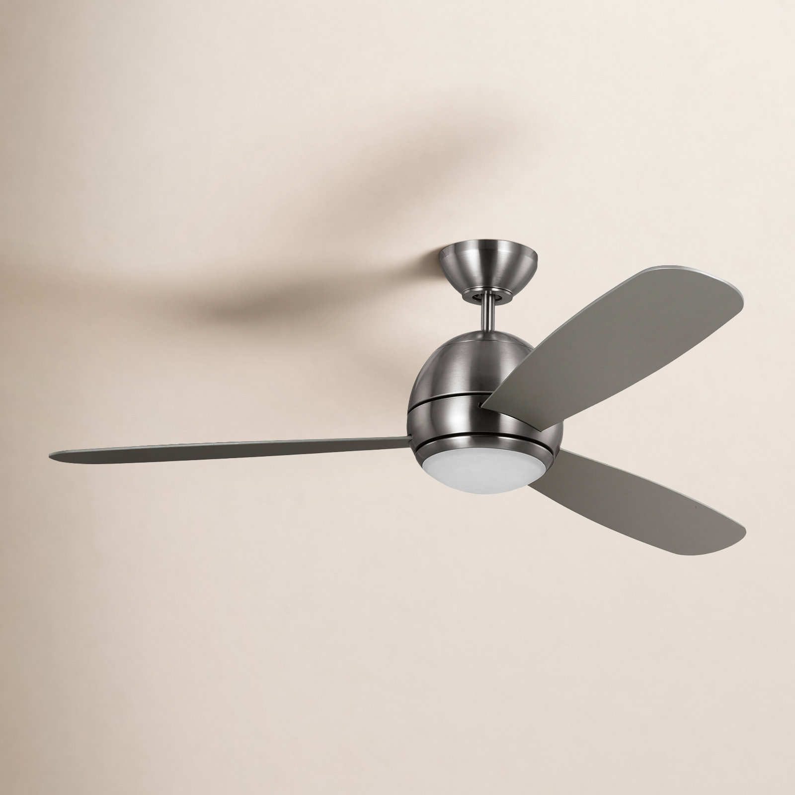 Erina 52" Ceiling Fan with Light Kit, Brushed Steel, Silver