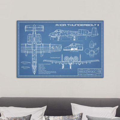 A-10 Thunderbolt II [Warthog] Airplane Blueprint by Action Blueprints - Wrapped Canvas Print