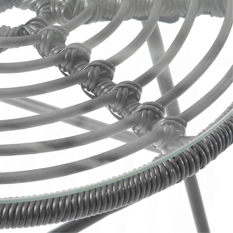 Table d'appoint en faux rotin Orlando, Gris