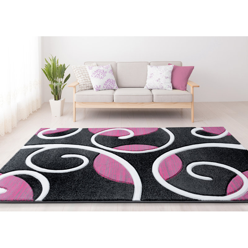 Tapis rose à motif cachemire Zabala, Rectangle 5 pi 3 po x 7 pi 6 po