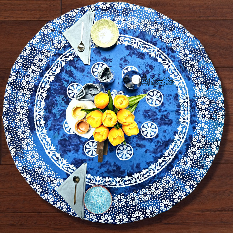 Cotton Batik Floral Round Tablecloth