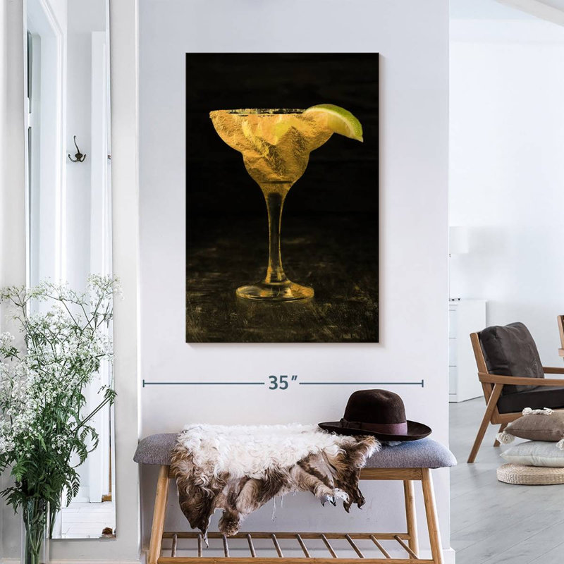 Cocktail rétro sur toile, H 36 po x l 24 po x P 1,25 po