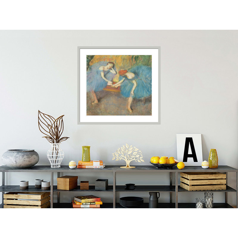 «Two Dancers at Rest or Dancers in Blue» par Edgar Degas - impression giclée encadrée, 33.5" H x 35.6" W