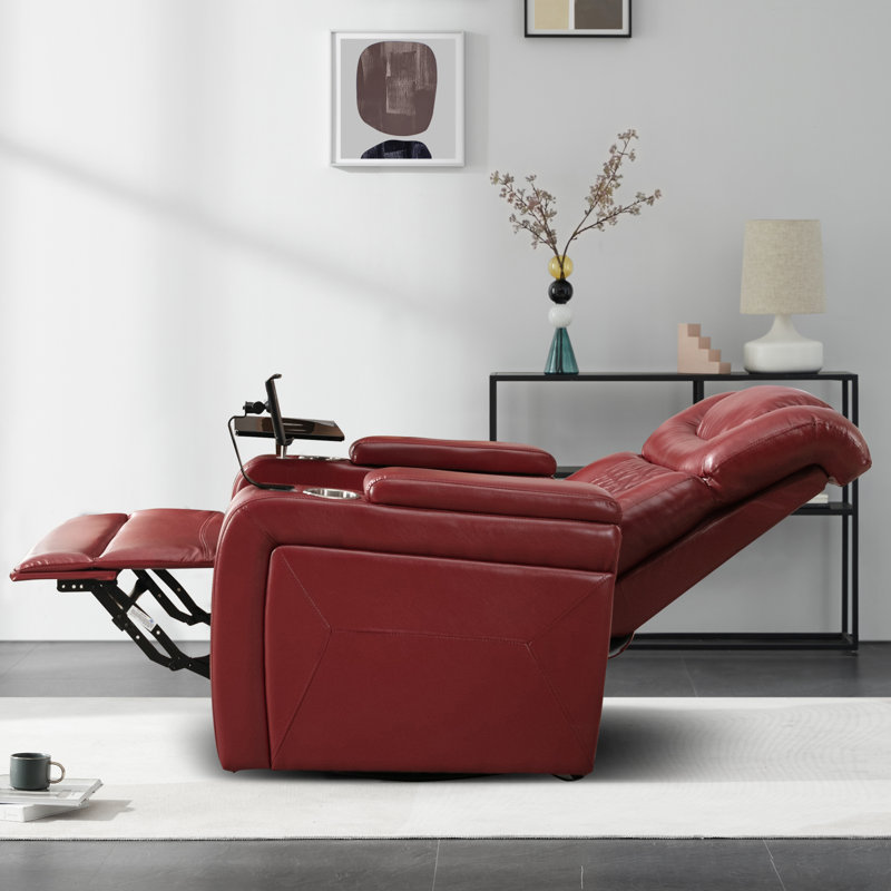 Fauteuil inclinable pivotant en cuir Keerstin, Similicuir rouge