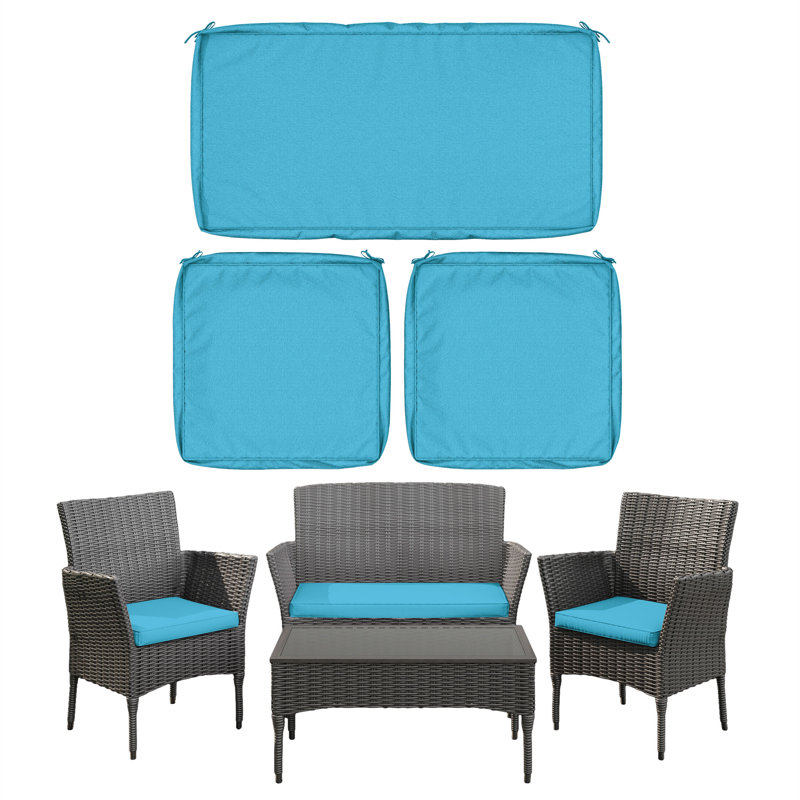 3-Pack Outdoor Seat Cushion Covers, Water-Resistant Patio Furniture Replacement Covers, Blue