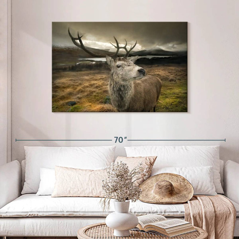 Cerf photogénique, H 30 po x l 45 po