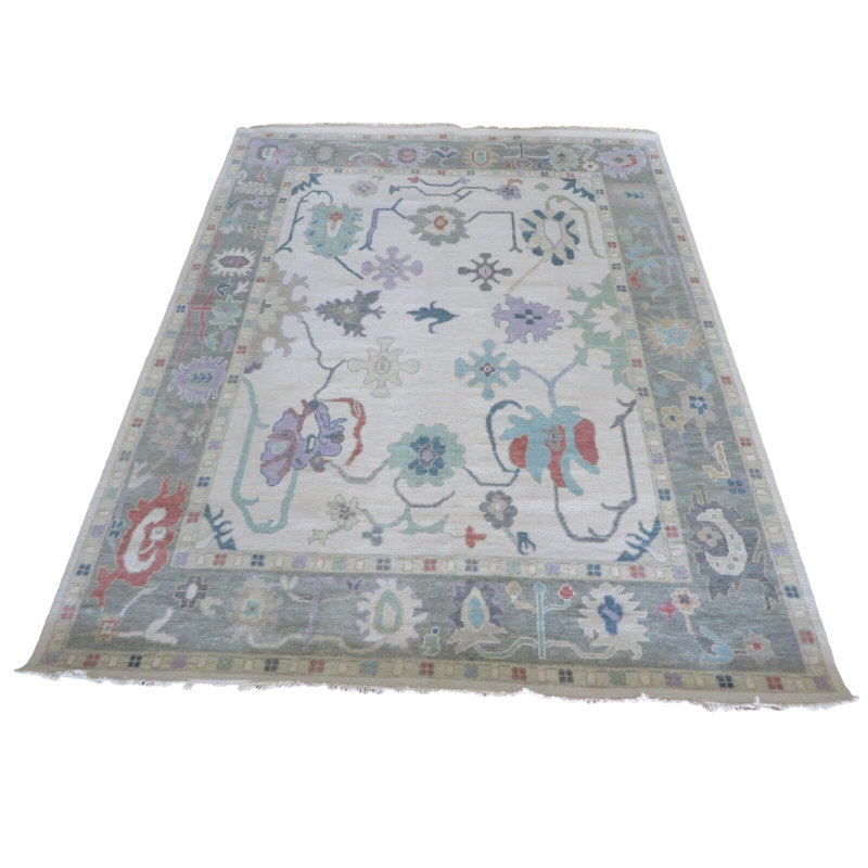 Tapis oriental ivoire noué à la main 7 pi 10 po x 10 pi B52A95A298494984ABFDAF7029740D1D