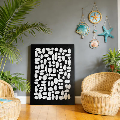 Grand art mural en bois noir et blanc, 30 L x 20 l