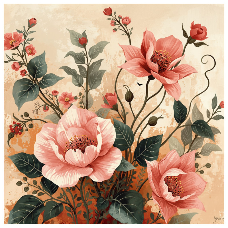 Rideau de douche rose à motif floral extra long, L 70 po x H 72 po
