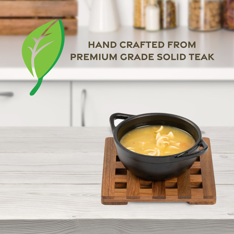 Small Square Teak Wood Heat-Resistant Trivet