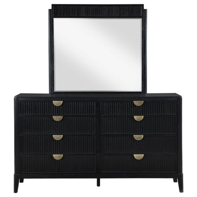 Traequan 8-drawer Dresser with Mirror Black