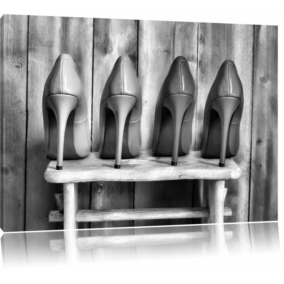 Leinwandbild Bunte High Heels in Monochrom