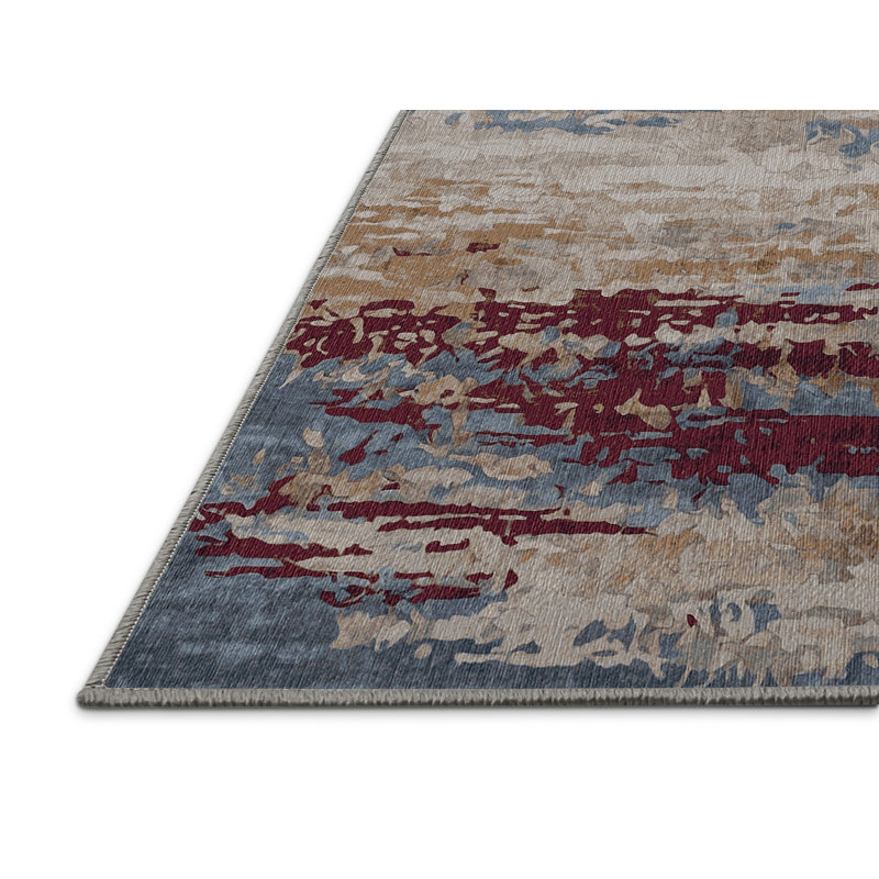 Machine Washable Gray Area Rug, Rectangle 7' x 9'