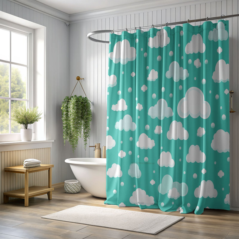 Rideau de douche Gentle Clouds - Premium, L 71 po x L 74 po