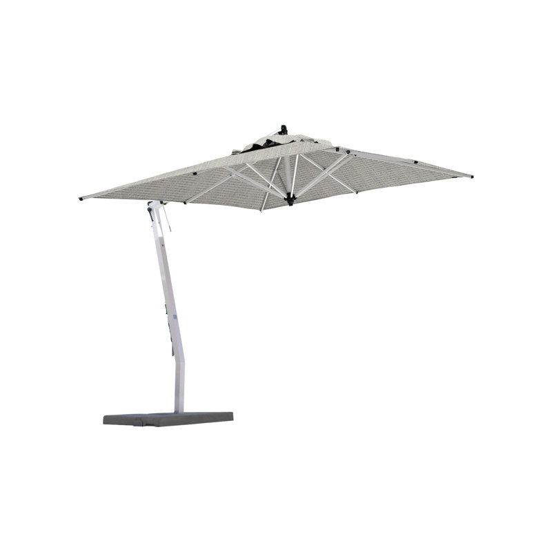 Picollo 10' Square Cantilever Umbrella, Paver Frame, Silver Gray