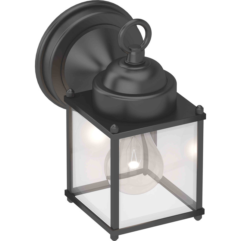 Lauro 1-Light Outdoor Indoor Steel Square Rectangle Black Wall Light Wall Mount Wall Lantern with Clear Glass, Black