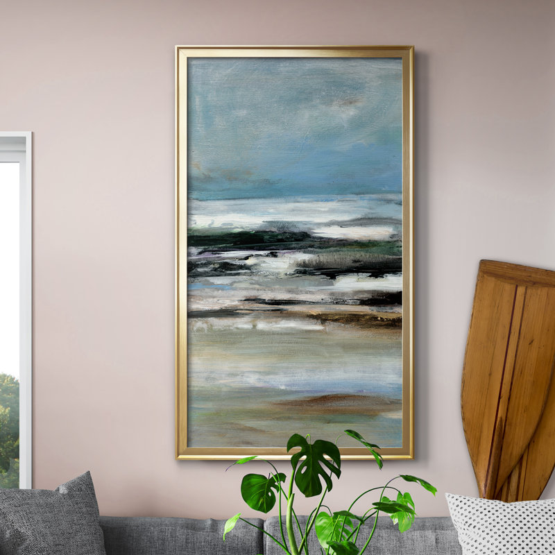 «Knowing You I», peinture sur toile encadrée, H 10,5 po x l 18,5 po x P 1,5 po, Doré