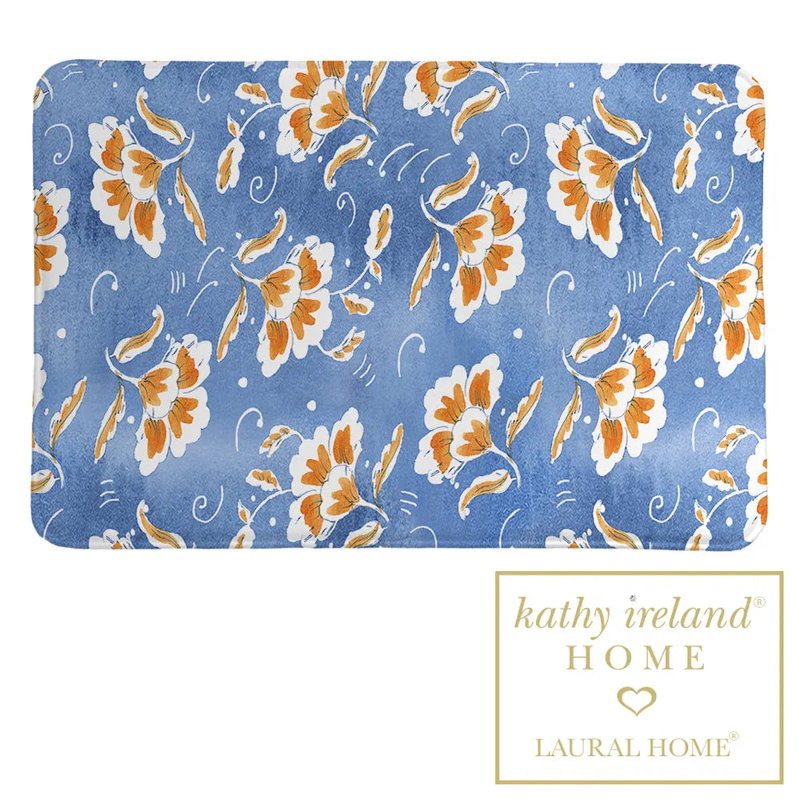 Tapis de bain floral, Bleu foncé