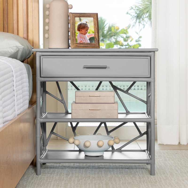 End Table with Storage, Light Gray