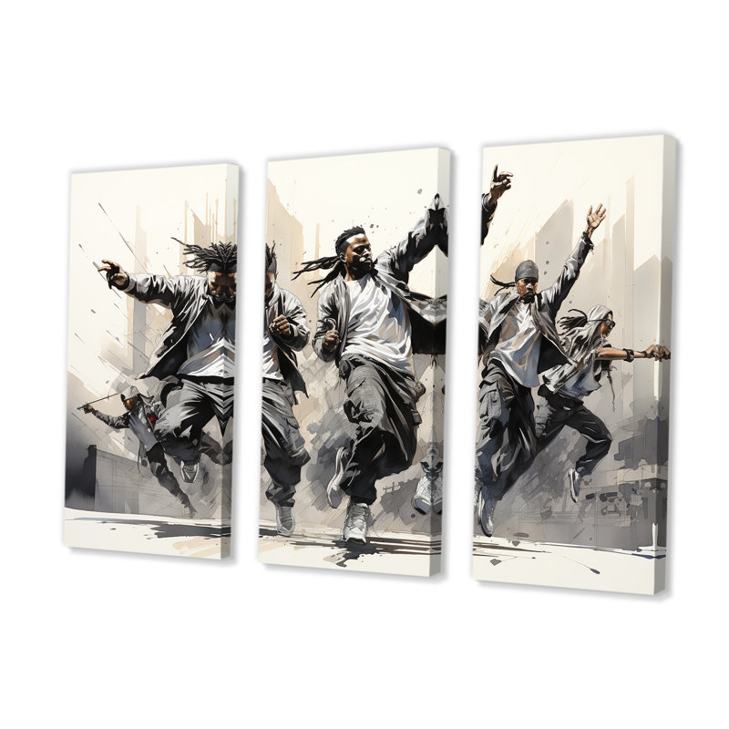 «Black and White Hip Hop Dance V», ensemble de reproduction d'art mural, H 28 po x l 36 po
