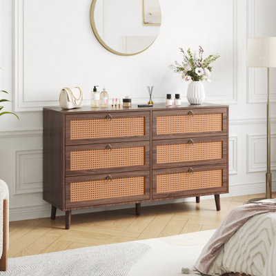 Commode 6 tiroirs Rattan