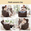 Fauteuil inclinable électrique en similicuir de 34 po de largeur avec chaleur et massage, pivotant sur 360 ° et inclinable à bascule de 30 ° pour le salon et le cinéma maison, brun-126243862
