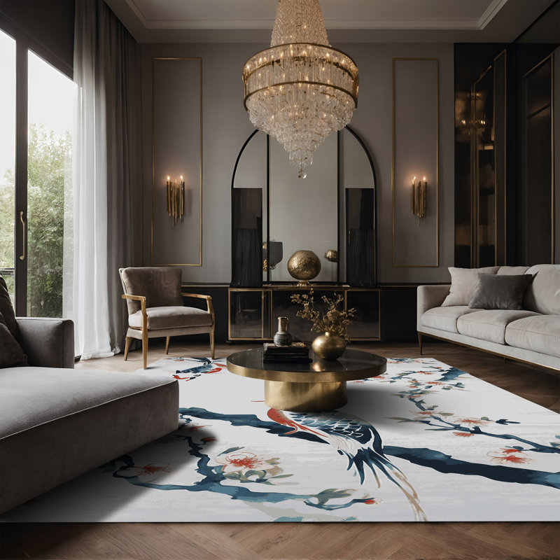 Tapis gris soyeux et moelleux, Rectangle 7 pi x 9 pi